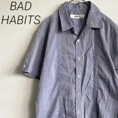 BAD HABITS シャツ 半袖 袖折り返し シンプル 羽織り 綿100%