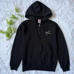 【美品】 レディース ジップアップパーカー (M) 煮干し ブラック コットン