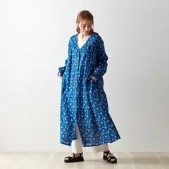 風を通す綿素材のふんわり羽織り／英国ののどかな庭 ミニラボ 部屋着ワンピ
