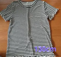 西松屋 Tシャツ 半袖トップス ストライプ柄フリルTシャツ 130cm