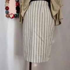 未使用　Roomy's 膝丈スカート ストライプ 　スウェット