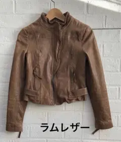 ライダーズジャケットベージュSサイズ 羊革レザージャケット ラムレザージャケット