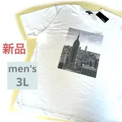 新品メンズプリントTシャツ3L2XL大きいサイズ白ホワイトエンパイヤステートビル