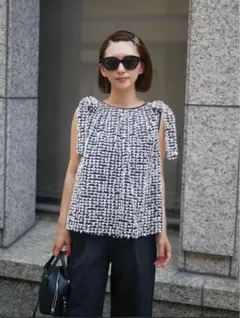 フリンジデザインショルダーリボントップス