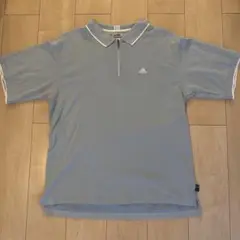 adidas アディダス ハーフジップ 半袖 ライトブルー XL