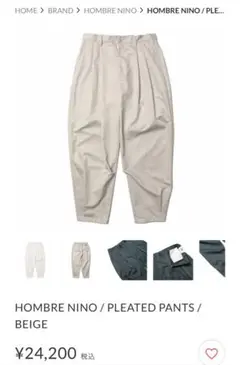 HOMBRE NINO PLEATED PANTS ベージュ