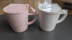 Francfranc 猫マグカップ　2個セット ピンク、ワイト