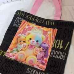 トートバック小さめパネル女の子両面ハンドメイド