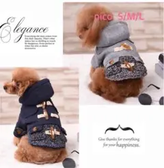可愛い犬服 防寒 ダッフルコート L グレー ドッグウェア ペット服