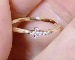 極美品 STAR JEWELRY K18ダイヤリング 5号