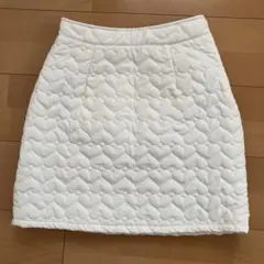 ホワイトキルティングハート柄ミニスカート Fサイズ