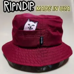【USA製】RIPNDIP バケットハット S/M　ワインレッド　猫【美品】