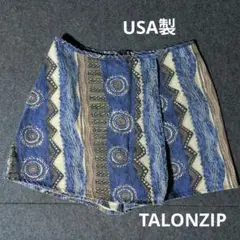 ビンテージ　US古着　タロンZIP　巻きスカート　ショートパンツ　総柄