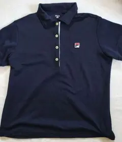 美品◆速乾　FILA ネイビー 半袖ポロシャツ　LL　袖レース　ゴルフ　スポーツ