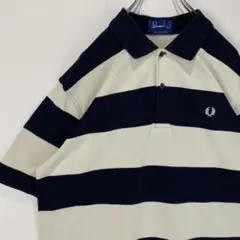 フレッドペリー ポロシャツ ワンポイントロゴ 半袖シャツ ボーダー XLサイズ