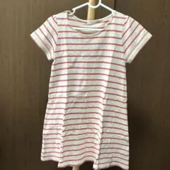 赤と白のストライプ 半袖ワンピース