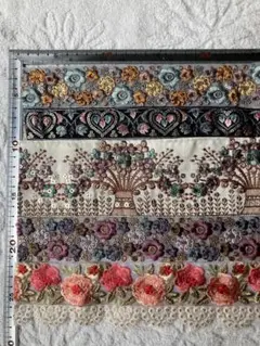 8-10③インド刺繍リボン⭐︎約25cm×5本 はぎれ　ハギレセット