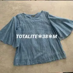 TOTALITE＊ブラウス＊デニムシャツ＊ブルー＊フリル＊5分丈＊38M