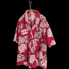 ８０s　Vintage古着　Unisex　トランプ柄半袖オープンカラーシャツ