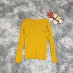 ワールドワイドリパブリック（M）長袖 カットソー 無地 Vネック タイト