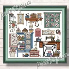 刺繍作成キット 裁縫タイム クロスステッチキット 14カウント 図面印刷あり