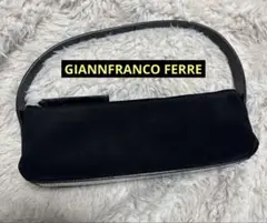 【GIANNFRANCO FERRE】スエード×レザー ショルダーバッグ 黒