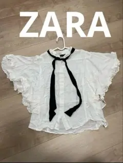 ZARA WOMAN フリル付き半袖ブラウス