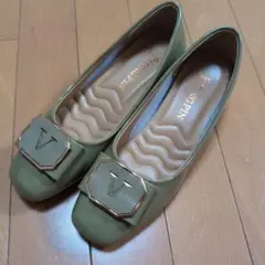 太ヒール パンプス ローヒール
