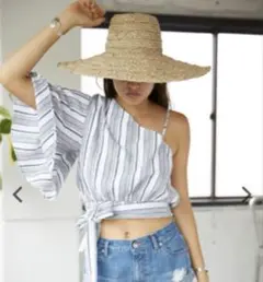 alexiastam ストライプワンショルダートップス