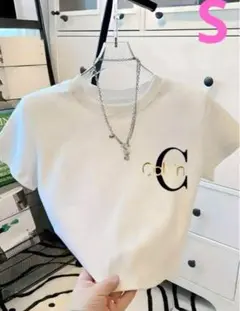 Calvin ロゴ入りホワイト半袖Tシャツ S