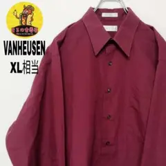 USA古着 VANHEUSEN　長袖ボタンシャツXL相当　ワインレッド