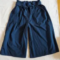 お盆セール◆150ネイビー ワイドパンツ 春夏物ウエストリボン付女の子スカート
