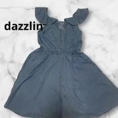【dazzlin】肩　フリル　デニムスカート　フレア　ワンピース　コットン　S