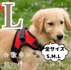 Lサイズ ハーネス 犬用品 レッド 赤 犬服 ペット服 胴輪 新品 簡単着脱