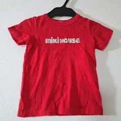 3【miki house】ロゴプリント Tシャツ 半袖 子供服 赤 110
