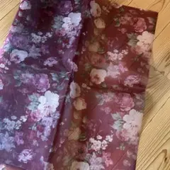 ナイロンチュール　ハンドメイド　生地　約70✖️400㎝　新品 花柄ワインレッド
