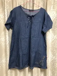 drug store's デニムブルー 半袖チュニック