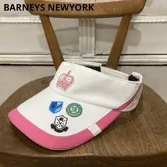 バーニーズニューヨーク バイザー ホワイト×ピンク ゴルフウェア