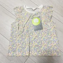 新品　コットン100% フリル 花柄 タンクトップ　80