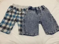 半ズボン　100 110 男の子　チェック　デニム　2枚セット