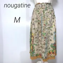 nougatine 地図柄プリントリバーシブルギャザーロングスカート