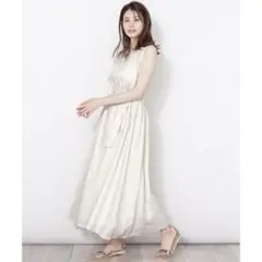 【新品】ナノユニバース＊フレンチリネンギャザーマキシワンピース