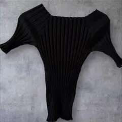 fifth／フィフス　ブラックリブ編みオフショルダーセーターM