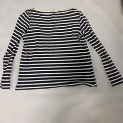 ‼️未使用に近い‼️ユニクロM紺色白ボーダーライン長袖TシャツM54×41cm