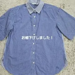 ユニクロjwアンダーソン青と白のストライプ 半袖シャツ