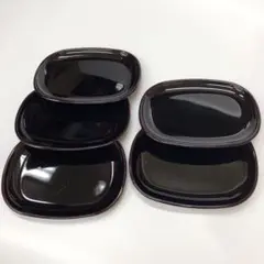 会津漆器 銘々皿 5枚セット 16cm×12.3cm