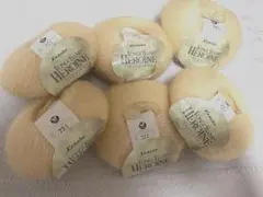 モヘア80% クリーム色 毛糸 6玉セット