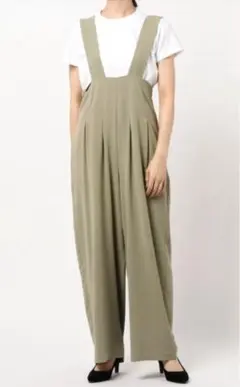 ○CLANE○クラネ○ハイウェストサスペンダーパンツ○ミント○