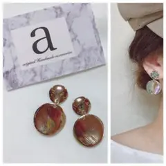 2296-2 シルバー☺︎2連メタルパーツのピアス☺︎