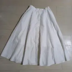フレアスカート ミモレ丈 スカート ホワイト 裏地あり ボタン モテ服 清楚系